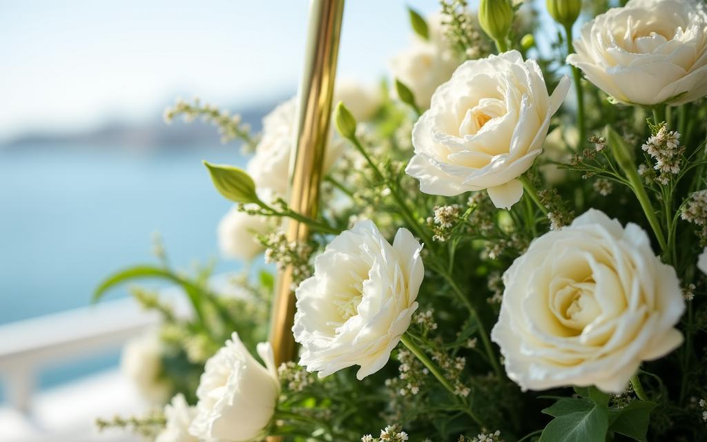 Sustainable floral installation without floral foam on yacht deck